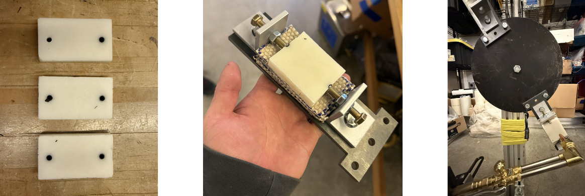 Preparation, labeling (Batch#_Sample#), disk-extender integration, and final bolted installation of ablative bricks.
