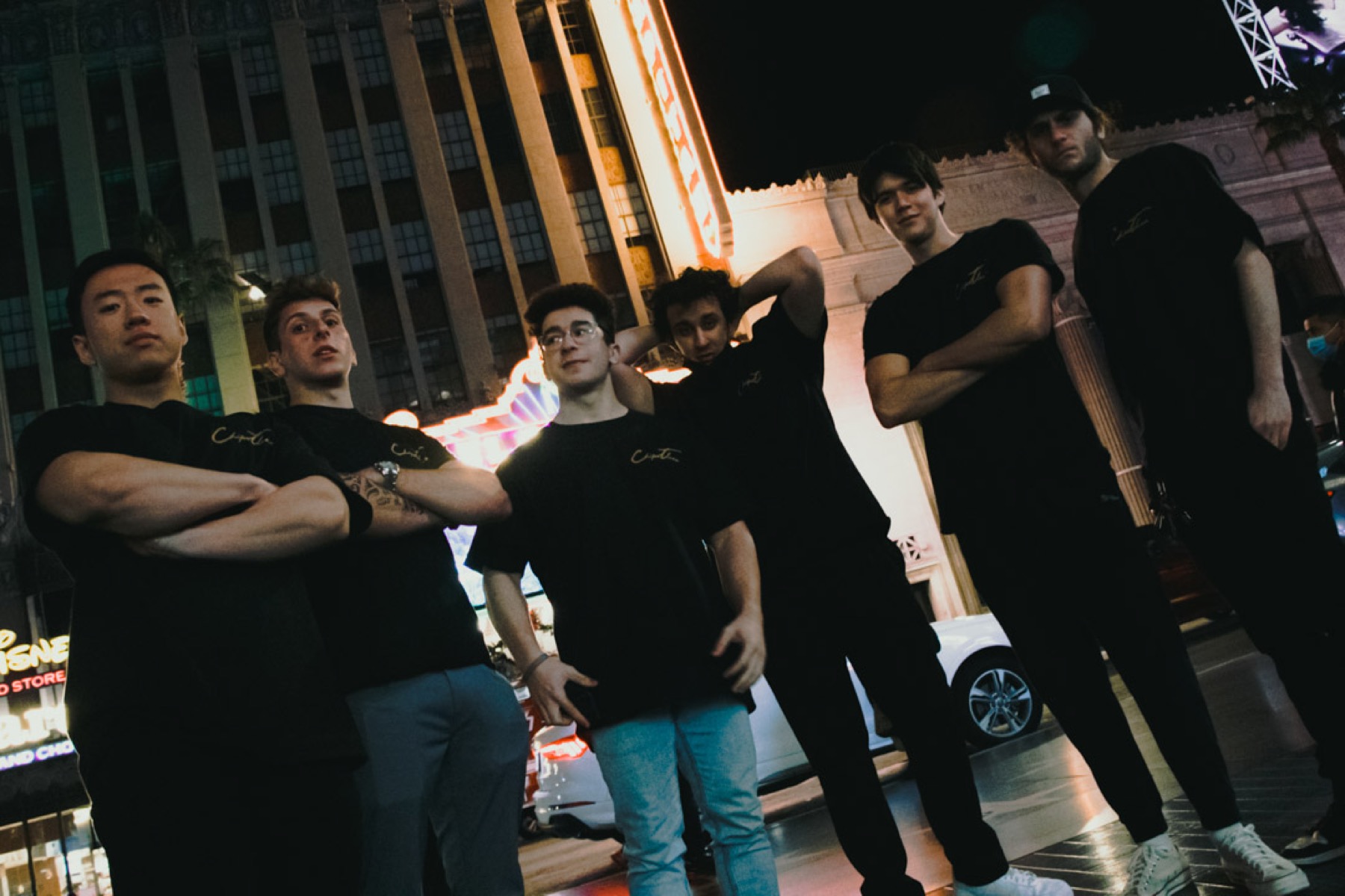Night campaign image for the black Chipotlean tee